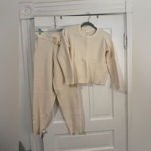 Ivory Knit Sweater and Jogger Set